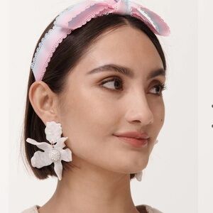 MOTHER OF PEARL CRYSTAL LILY EARRINGS - used 1x